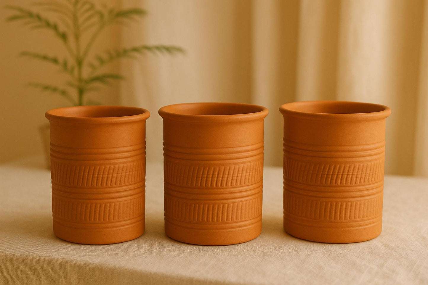 Handmade Terracotta Clay Tumbler | Eco-Friendly Earthen Cup | Rustic Natural Pottery Glass | Indian Kulhad | Organic Water Cup drinking cup