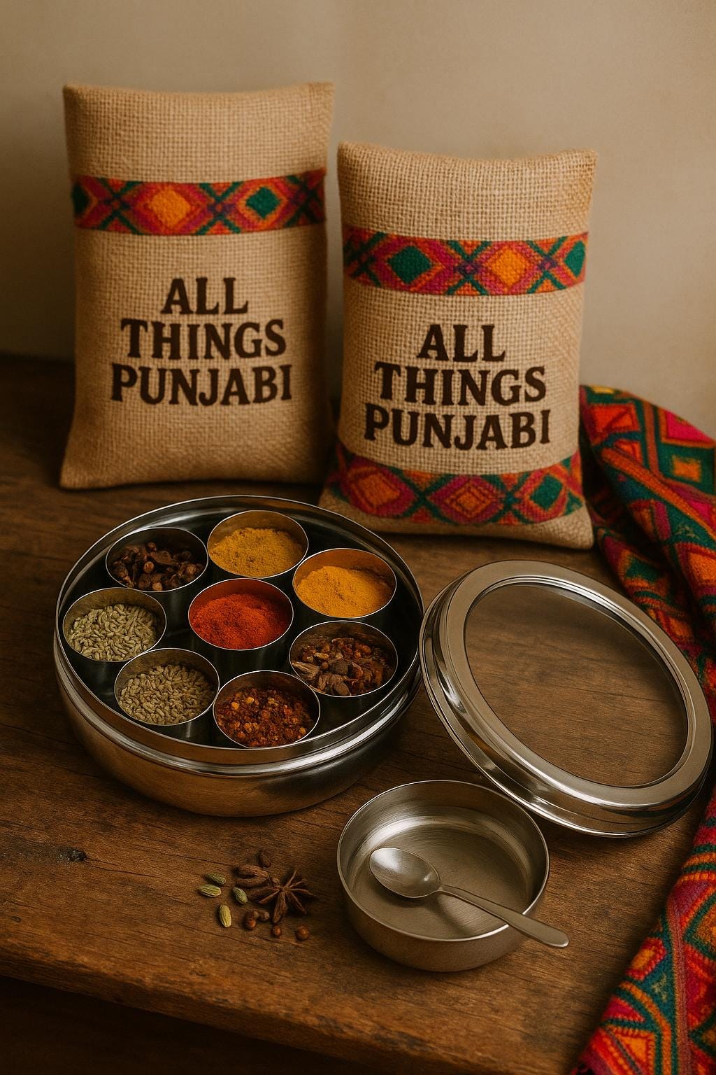 Stainless Steel Masala Dabba | Indian Spice Box with 7 Containers and Lid