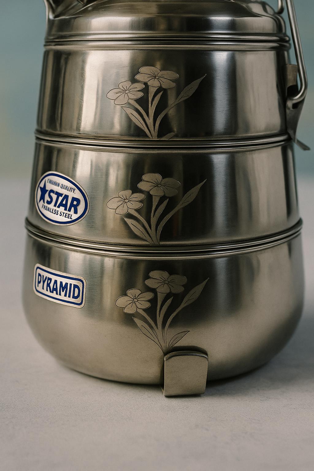 3-Tier Stainless Steel Tiffin Box: Eco-Friendly Indian Bento Lunch Container