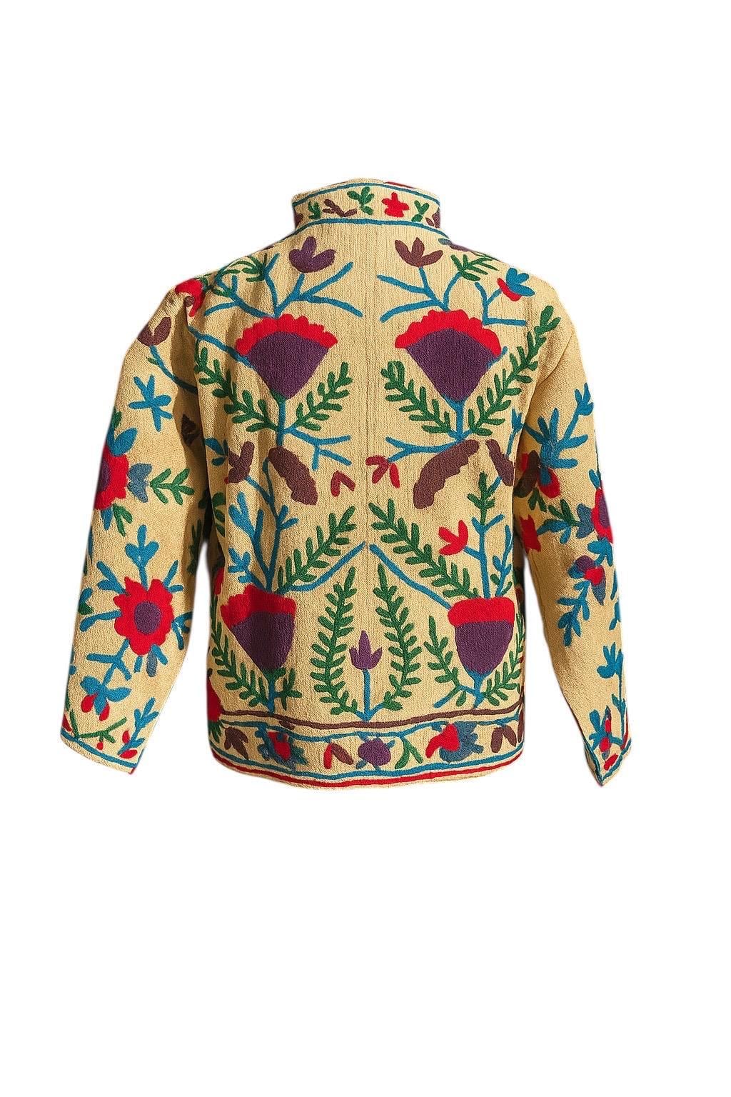 Handmade Suzani Embroidered Jacket | Boho Vintage Ethnic Coat | Floral Folk Festival Jacket | One of a Kind Kantha Style Outerwear