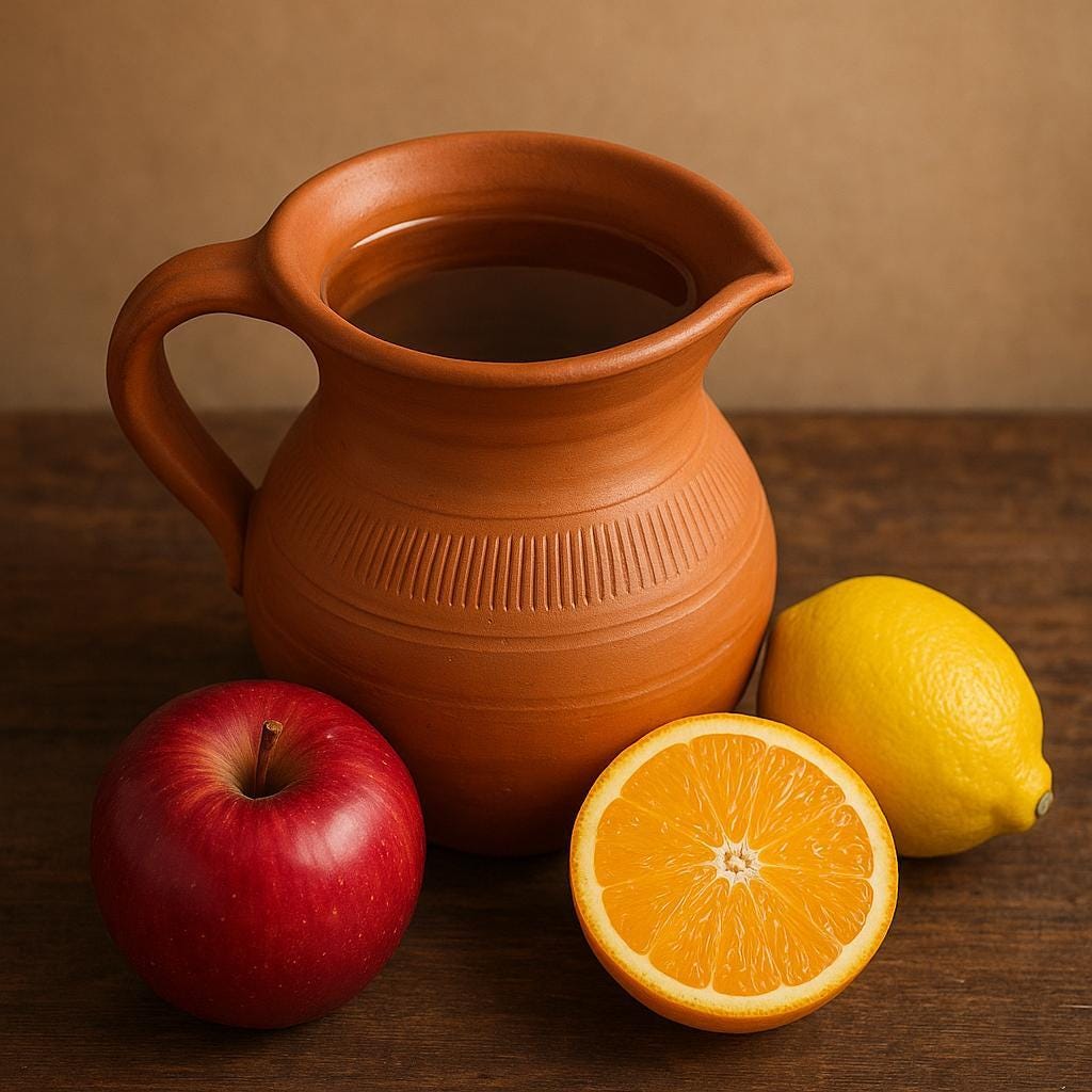 Rustic Terracotta Water Jug with lid | Handcrafted Clay Pitcher | Earthenware Pottery Vase | Vintage-Style Handmade Pot | Farmhouse Decor