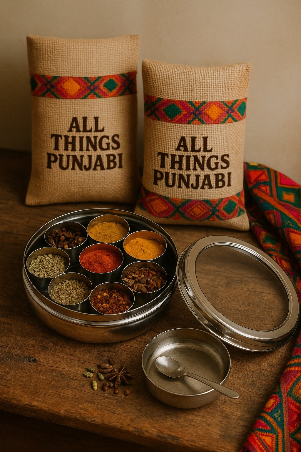 Stainless Steel Masala Dabba — 7-Compartment Spice Box