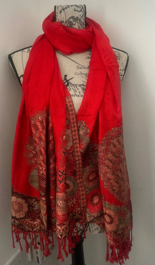 Traditional Punjabi Phulkari Shawl - Multicolor Embroidered Wrap