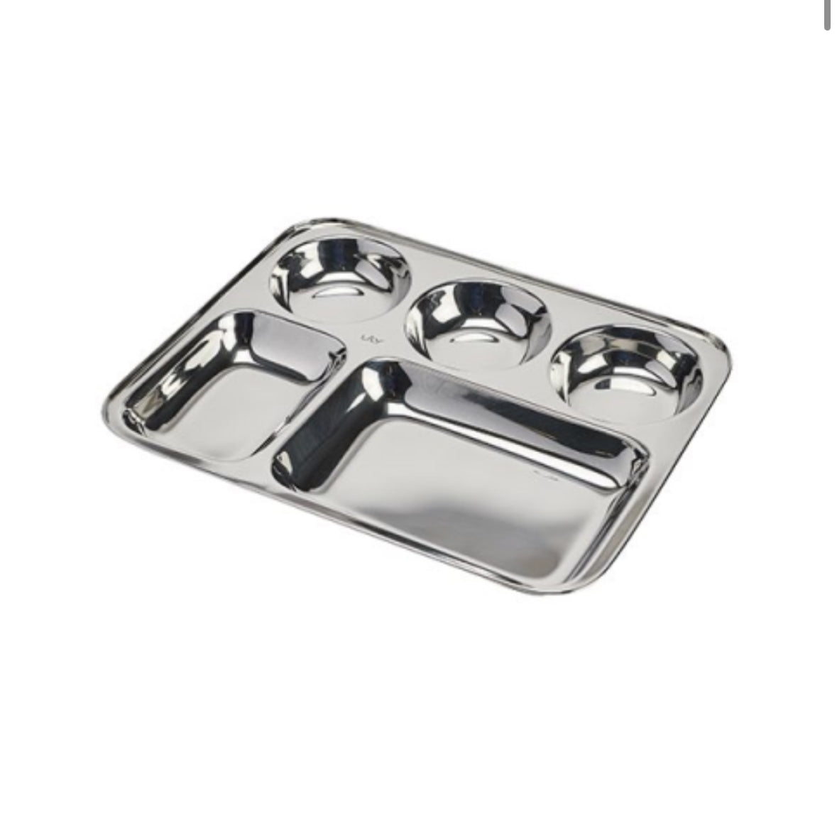 Stainless Steel Thali Plate - 5 Compartment Dinner Tray