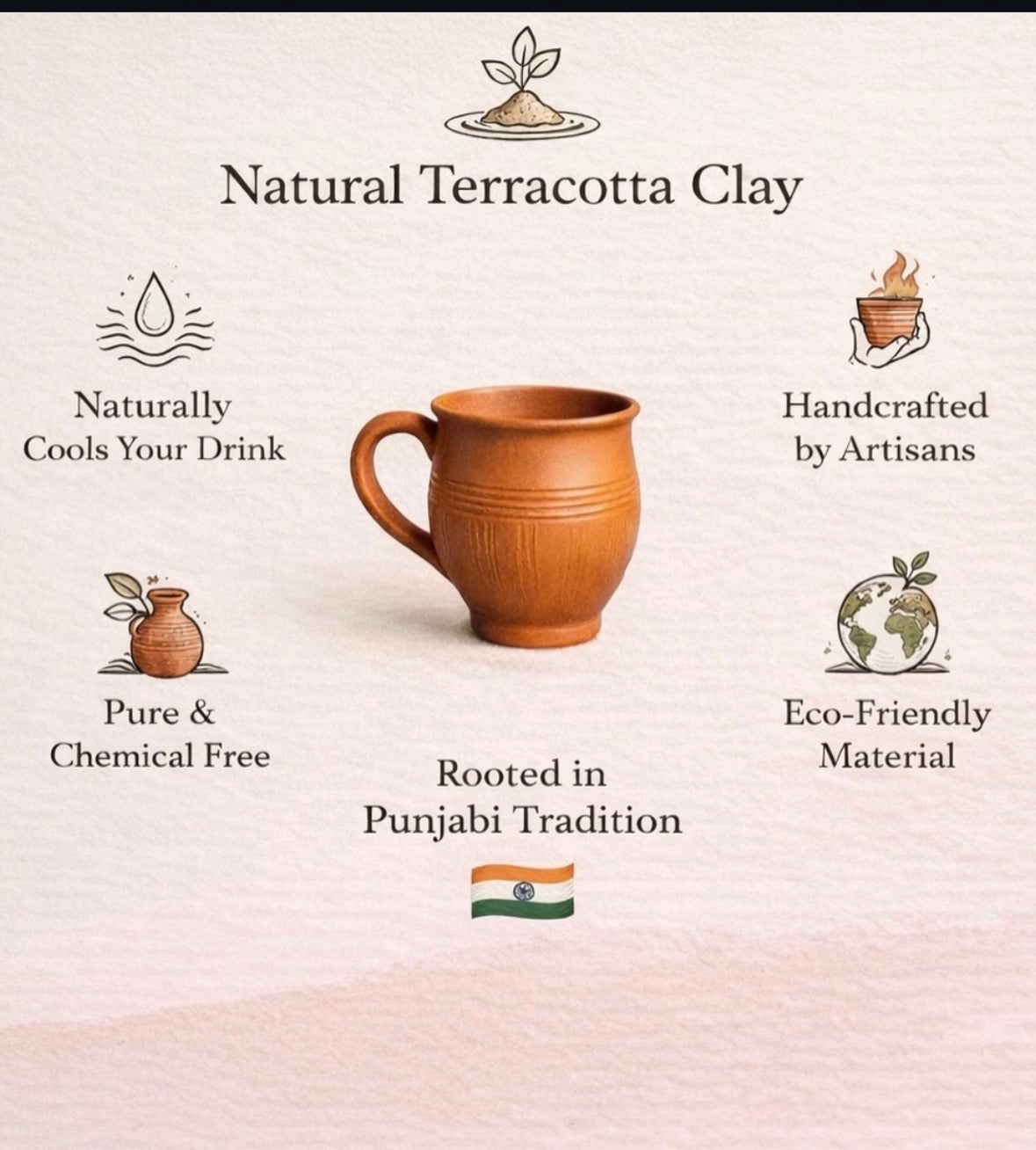 Handmade Terracotta Coffee Cup: Rustic Earthenware natural chai cup