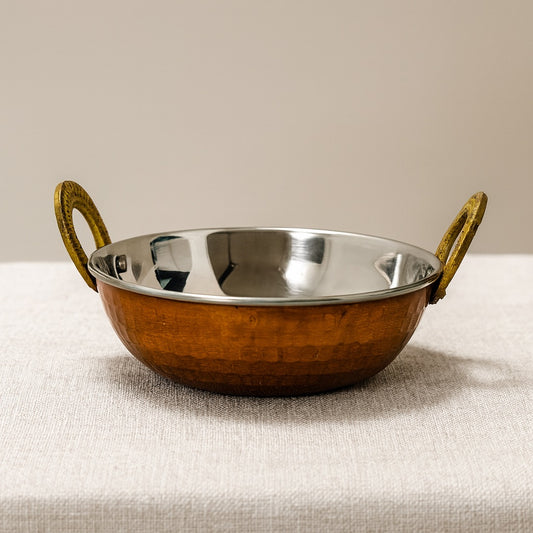 Handcrafted Hammered Stainless Steel Serving Bowl - Indian Serveware