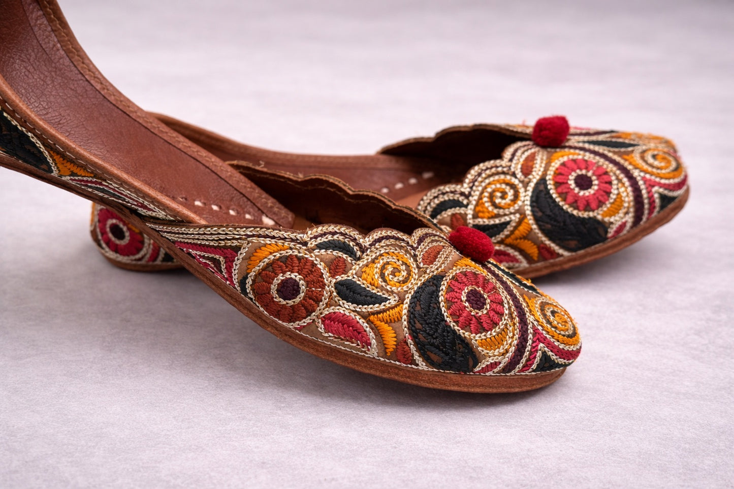 Punjabi Jutti - Mirror Work & Zari Embroidery