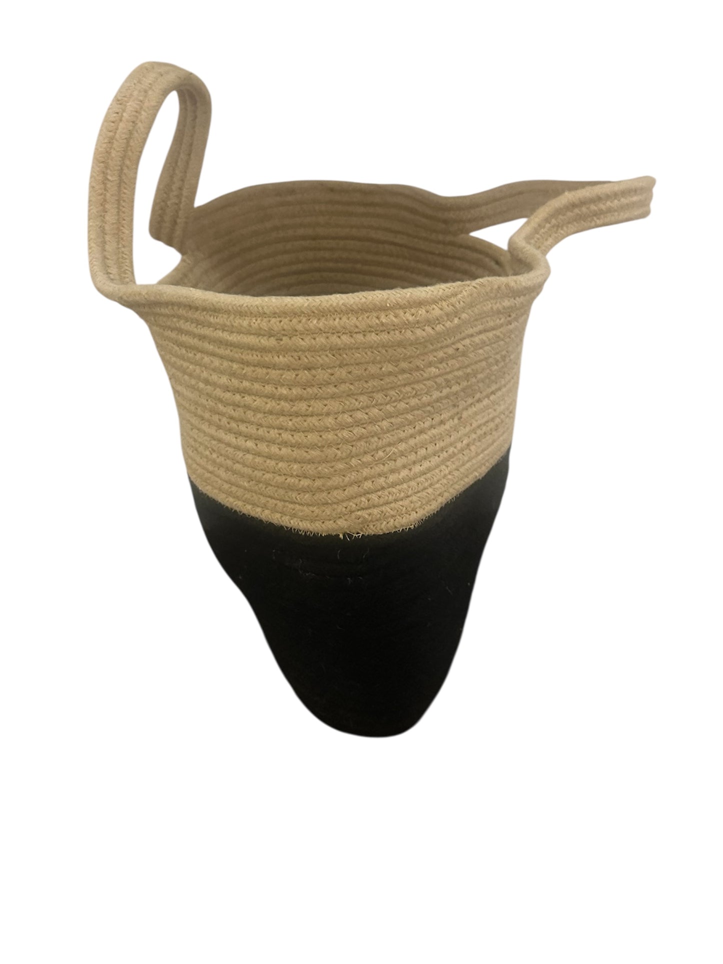 Black & Beige Striped Jute Tote Bag - Handwoven Eco-Friendly Shoulder Bag