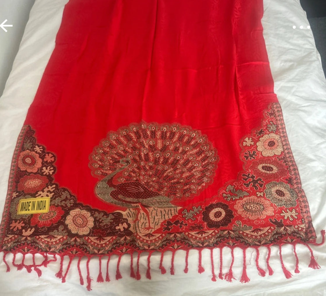 Traditional Punjabi Phulkari Shawl - Multicolor Embroidered Wrap