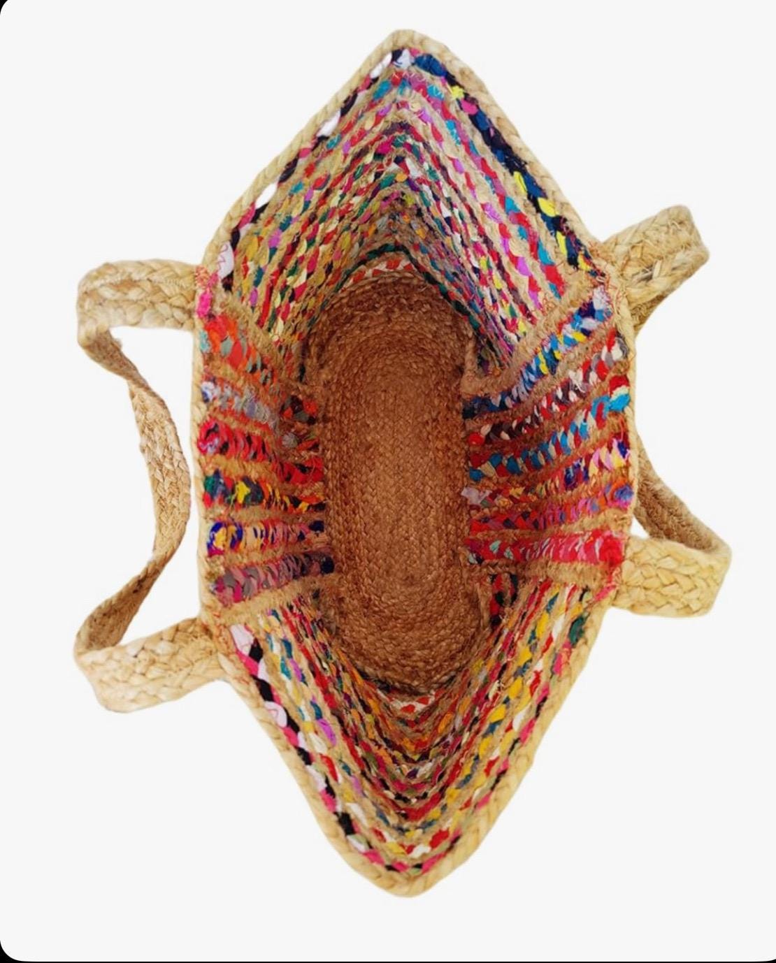 Handmade Colorful Jute Tote Bag – Eco-Friendly Woven Shoulder Bag – Boho Beach Bag – Multicolor Handcrafted Purse – Sustainable Gift