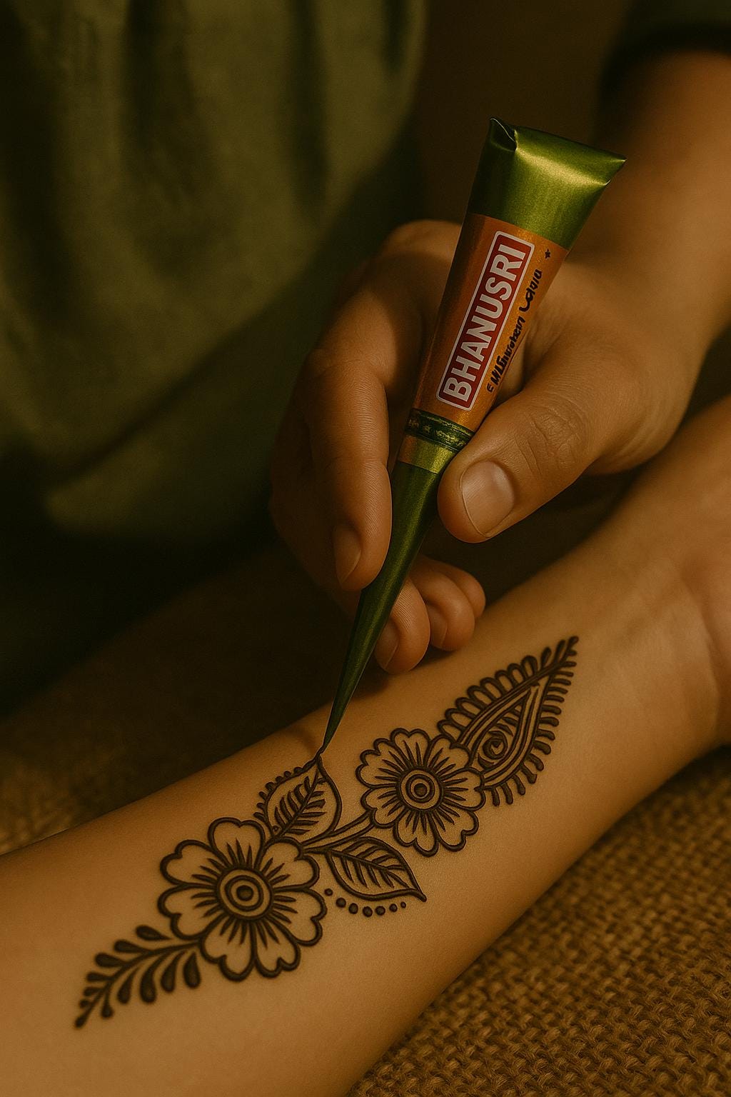 Natural Bhanusri Mehandi Cones – Set of 12 | Herbal Henna for Bridal, Festivals & Body Art | Deep Color Mehndi | Traditional Indian Cone