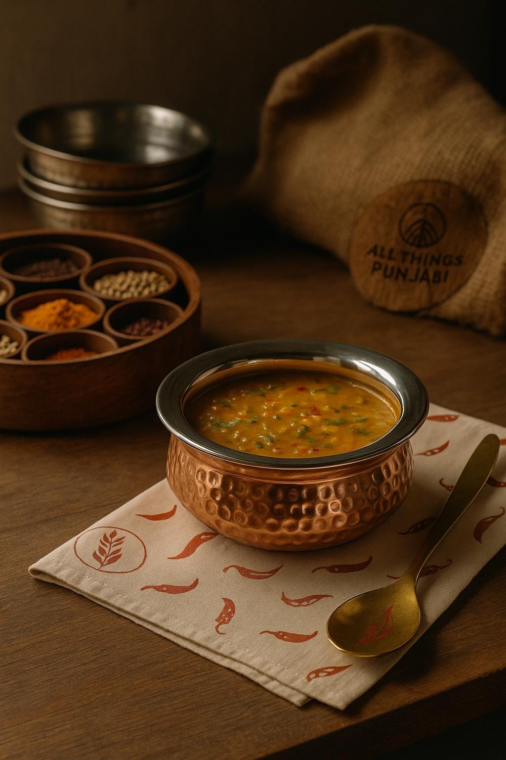 Copper Bottom Stainless Steel Handi – Traditional Indian Serving Pot – Hammered Finish Cookware – Elegant Desi Kitchen Utensil kitchenware