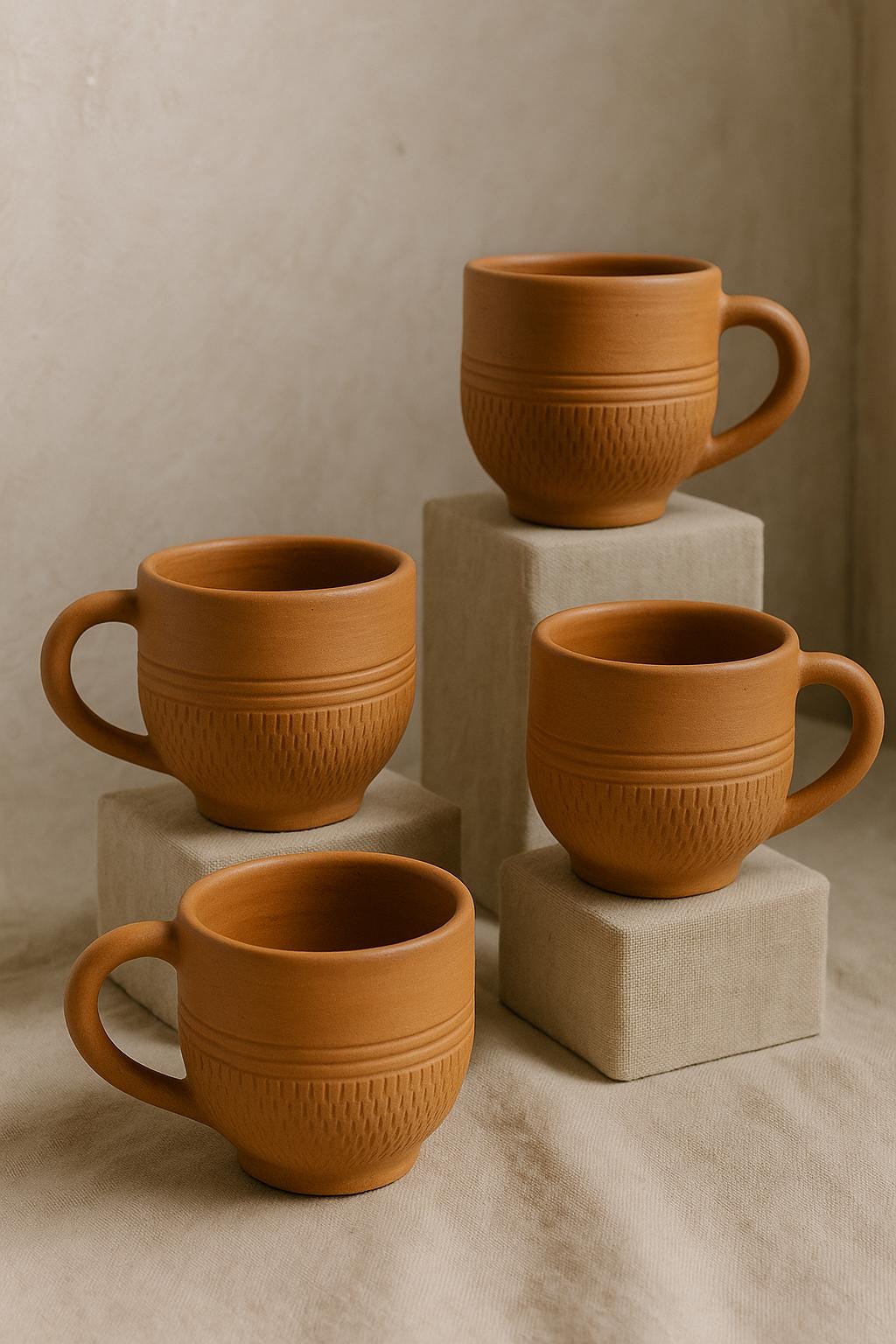 Terracotta Clay coffee Cups – Handmade Earthenware Kulhad Mugs Eco-Friendly Indian Chai Cups Rustic Pottery Tumblers – Natural Ceramic Tea