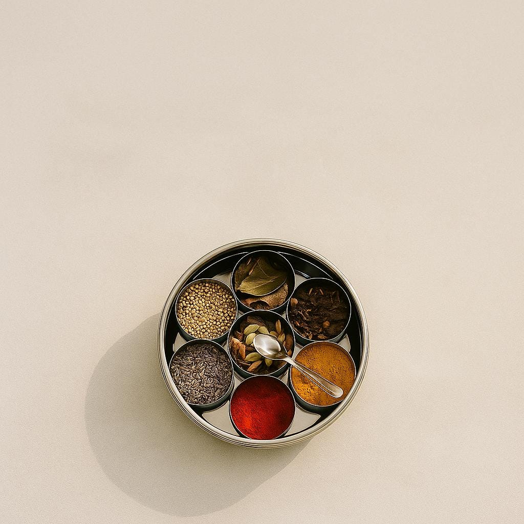 Stainless Steel Masala Dabba | Indian Spice Box with 7 Containers and Lid