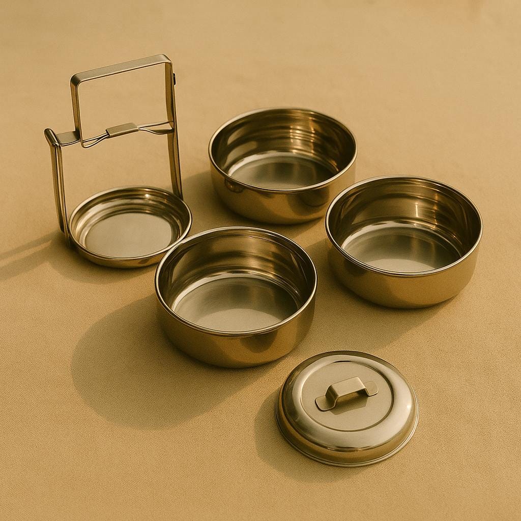 3-Tier Stainless Steel Tiffin Box - Classic Indian Lunch Container