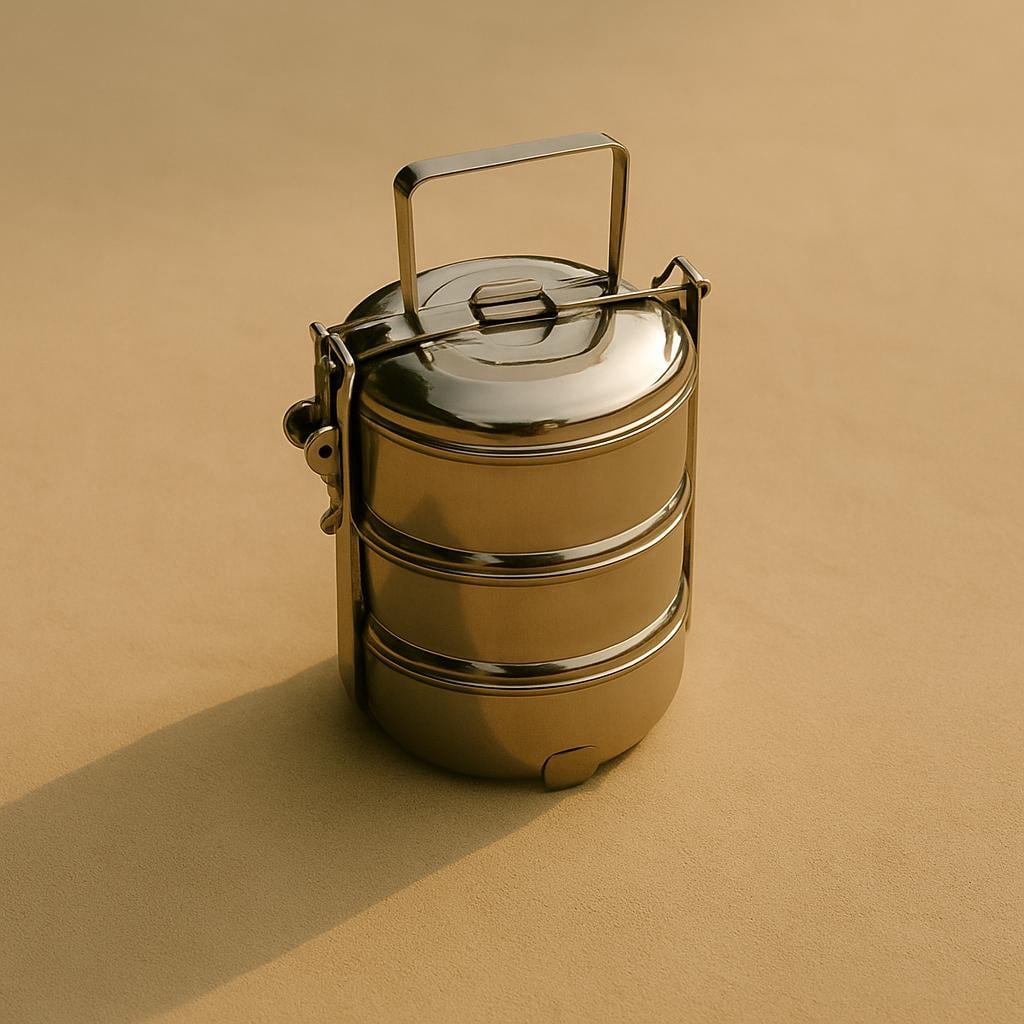 3-Tier Stainless Steel Tiffin Box - Classic Indian Lunch Container