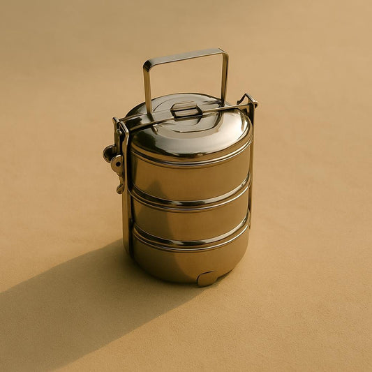 3-Tier Stainless Steel Tiffin Box - Classic Indian Lunch Container