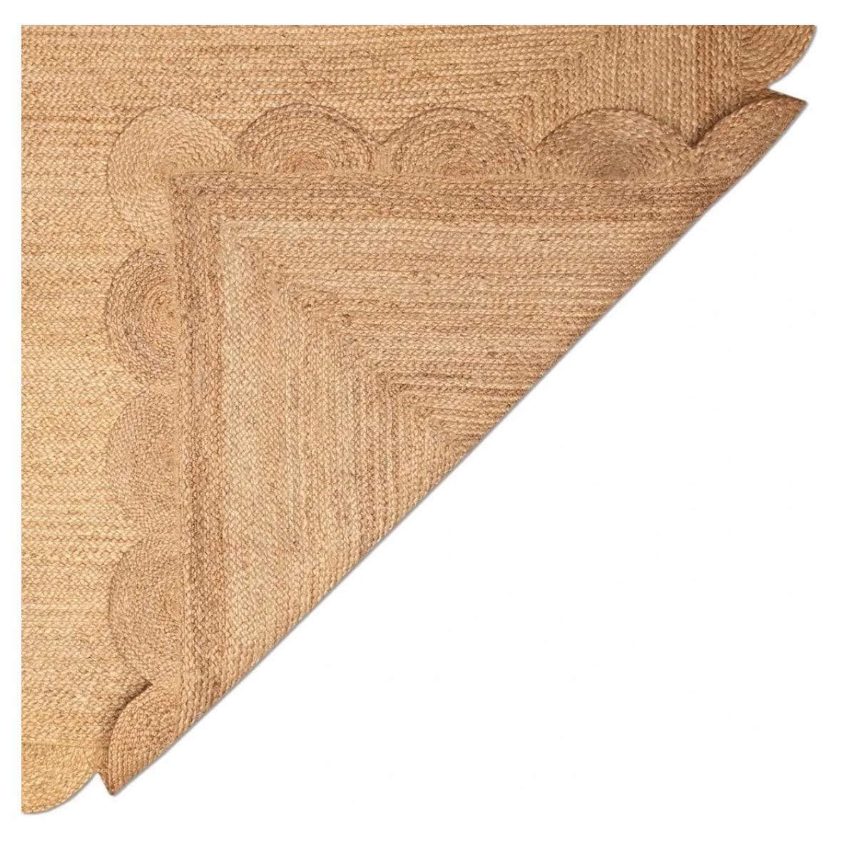 Handmade Natural Jute Scalloped Mat | Handwoven Rustic Table Mat | Boho Farmhouse Decor | Eco-Friendly Braided Jute Accent