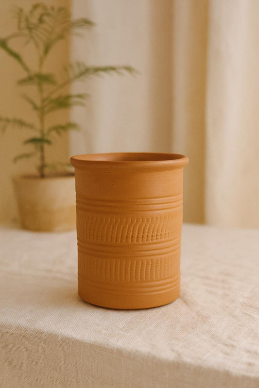 Handmade Terracotta Clay Tumbler | Eco-Friendly Earthen Cup | Rustic Natural Pottery Glass | Indian Kulhad | Organic Water Cup drinking cup