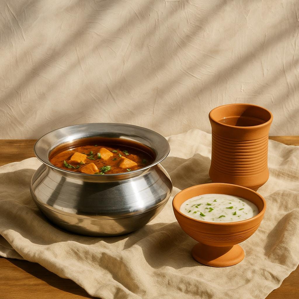 Stainless Steel Handi – Traditional Indian Cooking Pot – Charanjit Brand – Desi Kitchen Utensil – Durable Steel Handi for Everyday Use