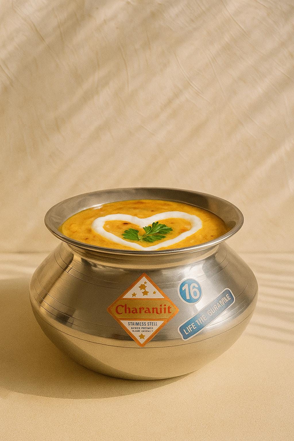 Stainless Steel Handi – Traditional Indian Cooking Pot – Charanjit Brand – Desi Kitchen Utensil – Durable Steel Handi for Everyday Use