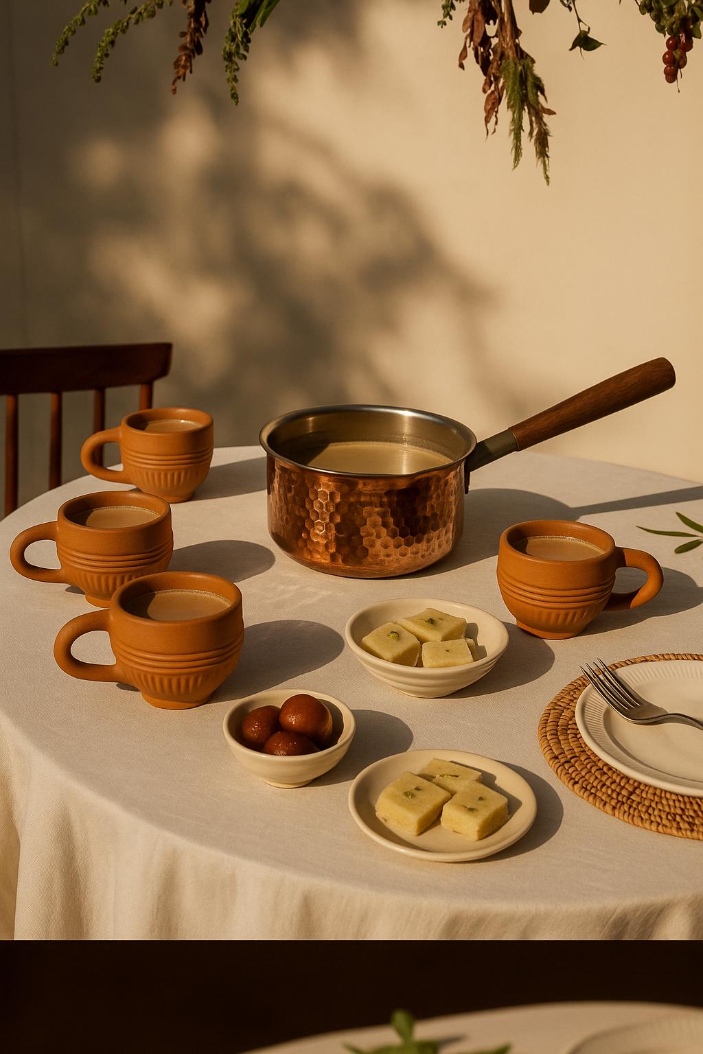 Terracotta Clay Tea Cups – Handmade Earthenware Kulhad Mugs – Eco-Friendly Indian Chai Cups – Rustic Pottery Tumblers – Natural Ceramic Tea