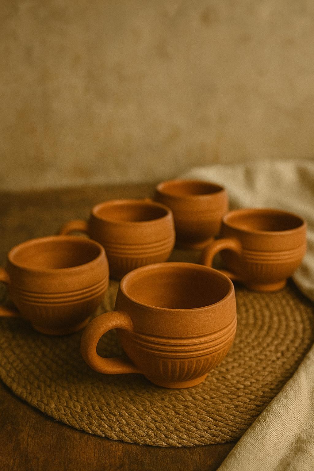 Terracotta Clay Tea Cups – Handmade Earthenware Kulhad Mugs – Eco-Friendly Indian Chai Cups – Rustic Pottery Tumblers – Natural Ceramic Tea