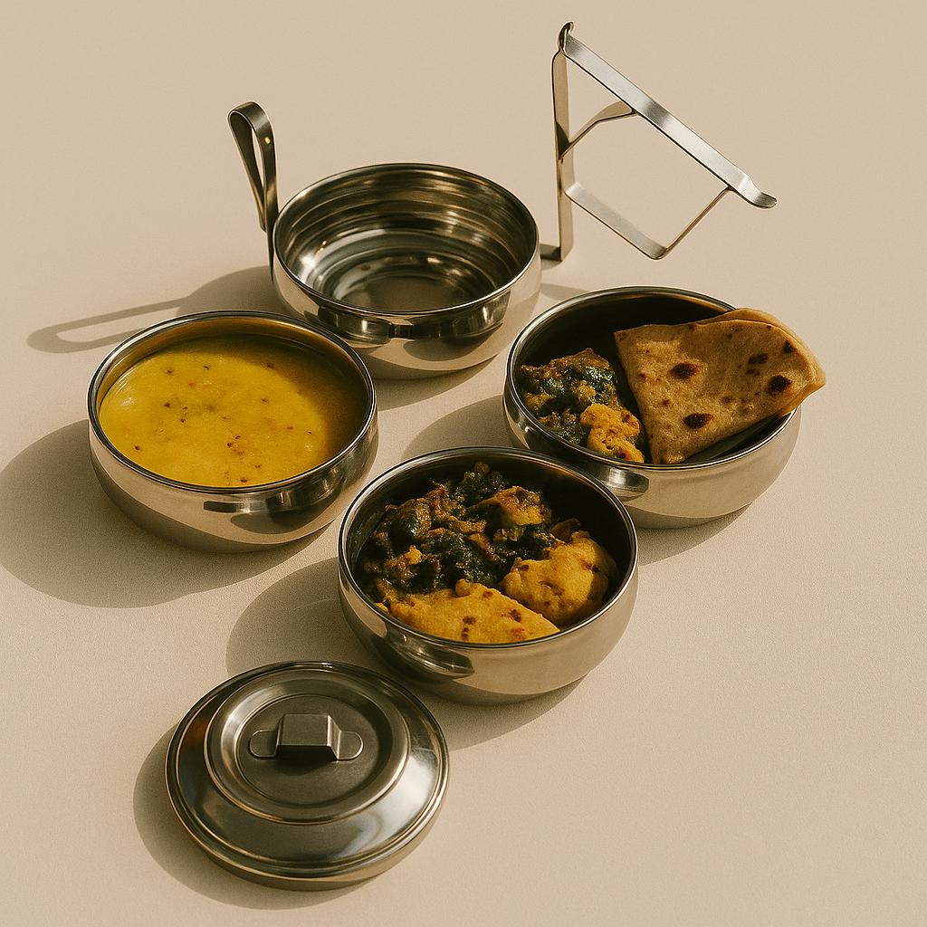 3-Tier Stainless Steel Tiffin Box - Classic Indian Lunch Container