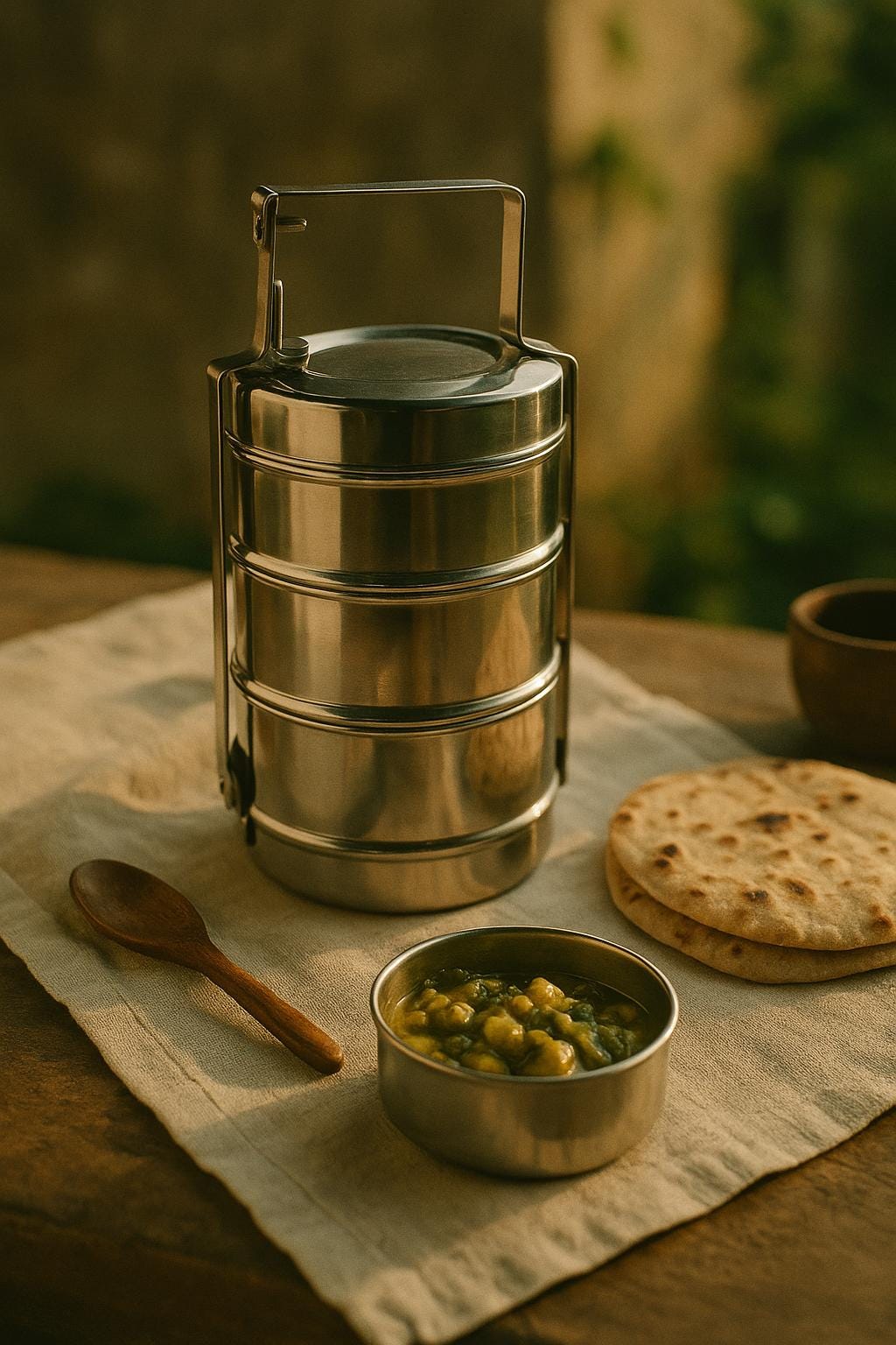 3-Tier Stainless Steel Tiffin Box - Classic Indian Lunch Container