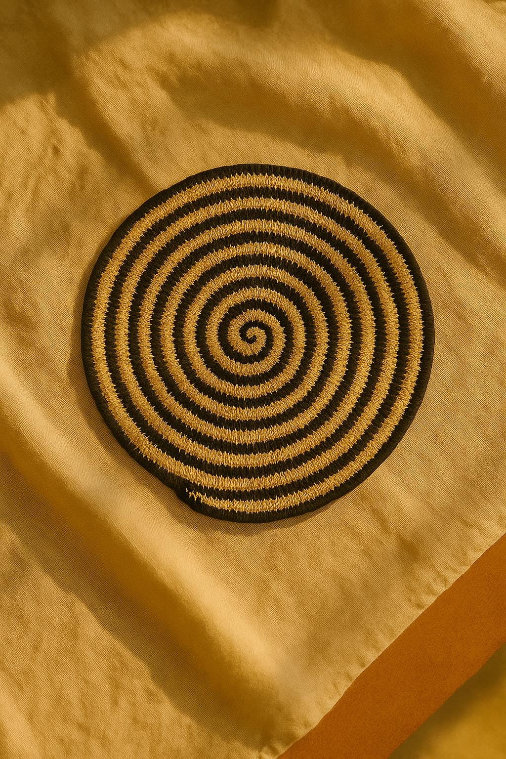 Handmade Black and Beige Spiral Placemats – Set of 6, Natural Jute Round Table Mats, Boho Home Decor, Rustic Farmhouse Dining, Eco-Friendly