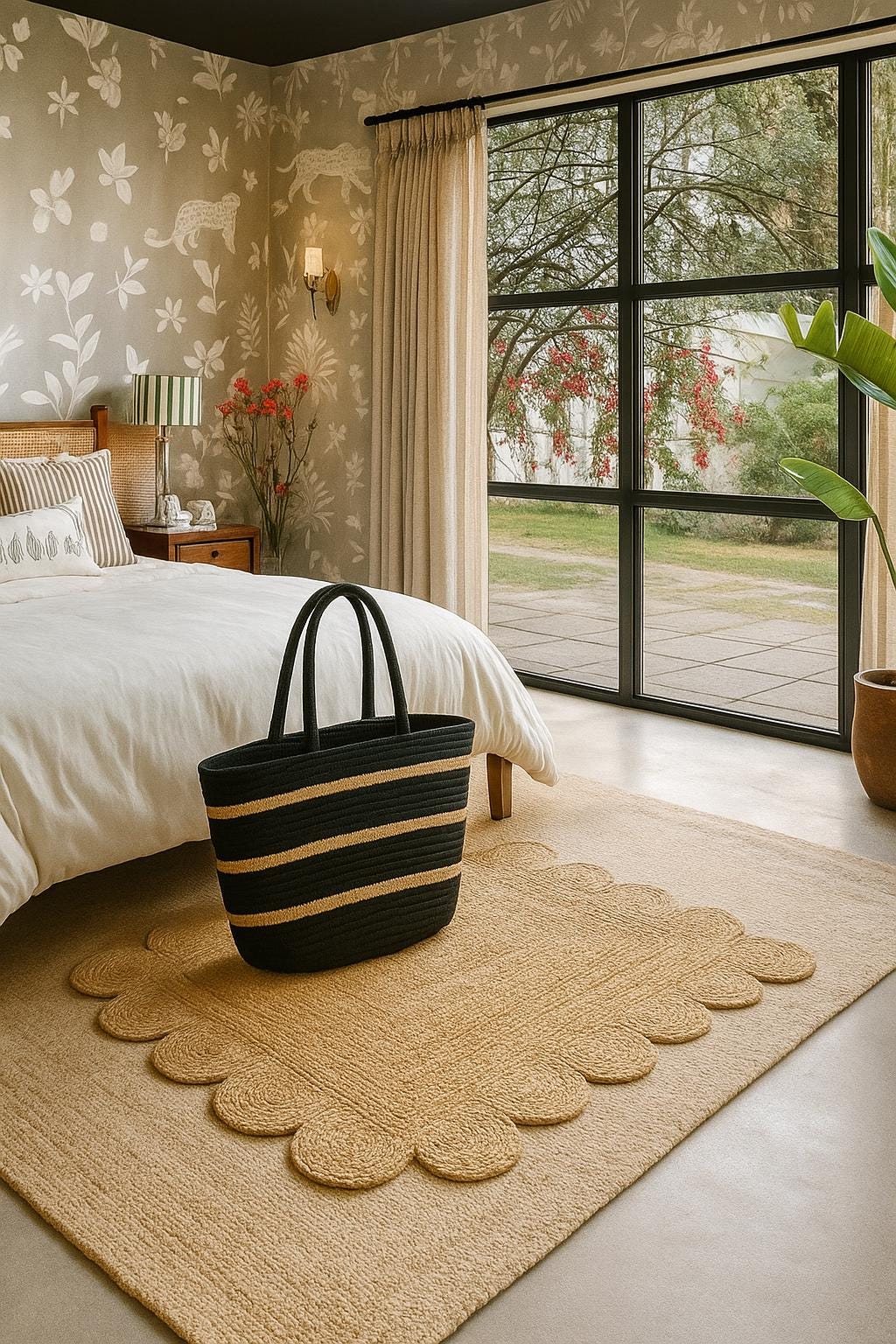 Handwoven Jute Scalloped Mat: Rustic Boho Farmhouse Decor