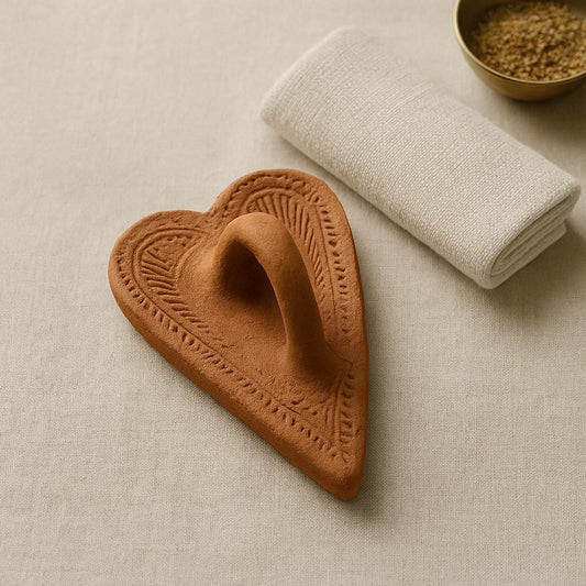 Handmade Heart-Shaped Terracotta Foot Scrubber | Natural Pumice Stone | Exfoliating Foot Care | Eco-Friendly Self Care