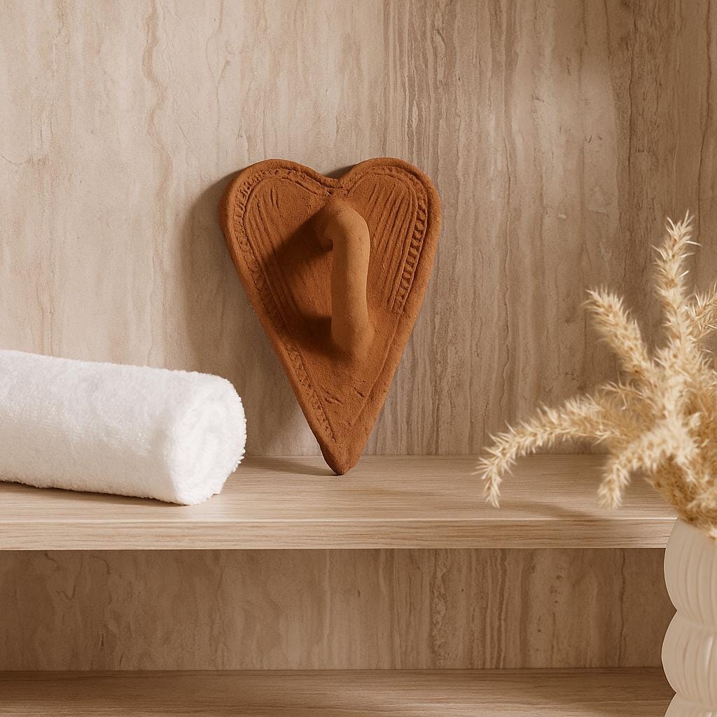 Handmade Heart-Shaped Terracotta Foot Scrubber | Natural Pumice Stone | Exfoliating Foot Care | Eco-Friendly Self Care