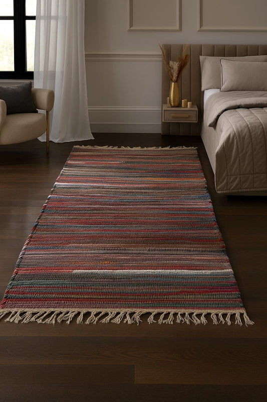 Handmade Jute Rug | Multicolor Woven Floor Mat | Eco Friendly Rag Rug | Boho Home Decor | Sustainable Entryway or Kitchen Runner