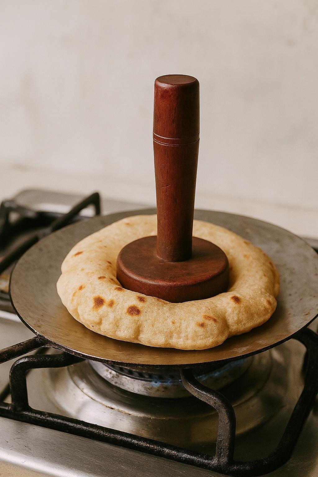 Handcrafted Wooden Roti Riser – Chapati Press for Puffed Roti | Indian Cooking Tool for Thava & Tawa | Flatbread Press for Roti, Paratha