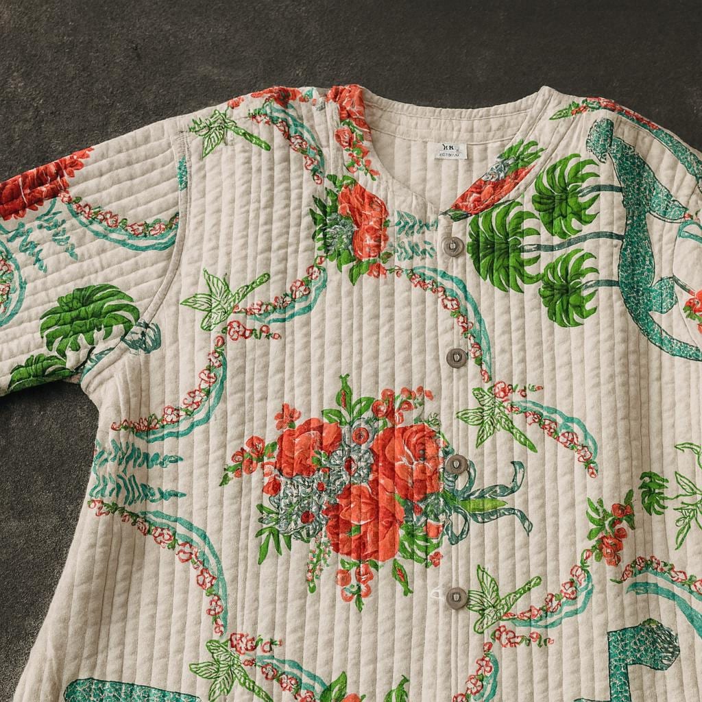 Handmade Quilted Jacket | Block Print Cotton Coat | Indigo white Indian Floral Jacket | Reversible Jacket | Fashion