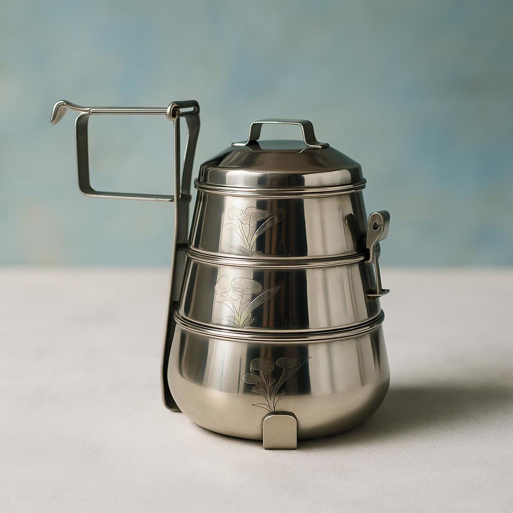 3-Tier Stainless Steel Tiffin Box: Eco-Friendly Indian Bento Lunch Container