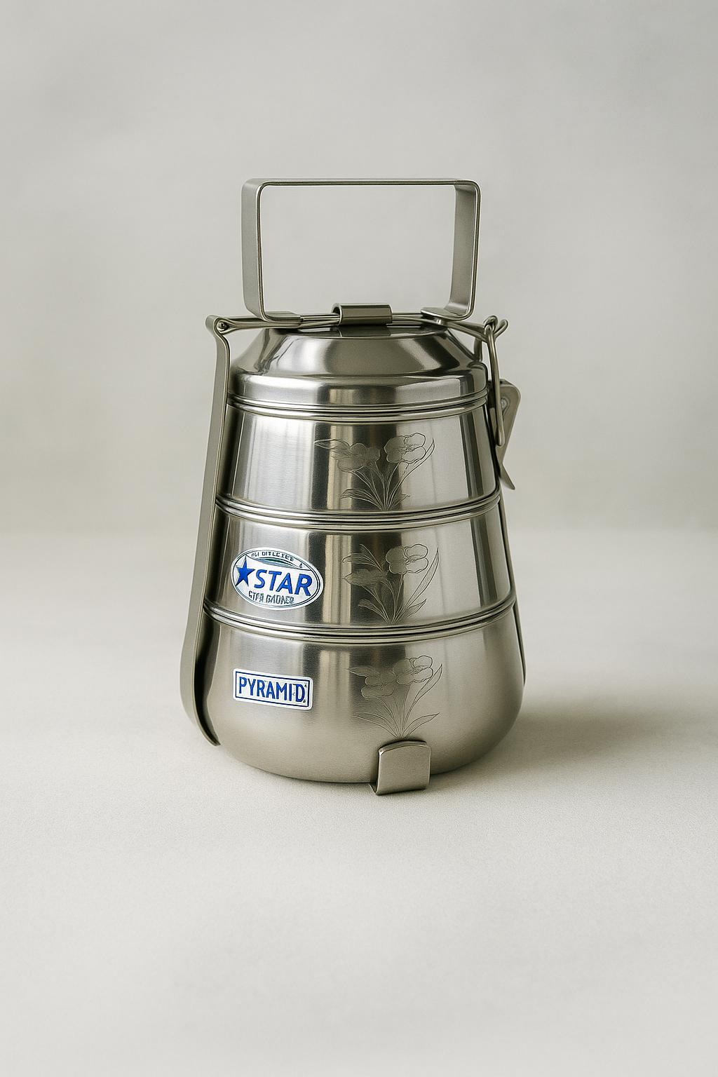 3-Tier Stainless Steel Tiffin Box: Eco-Friendly Indian Bento Lunch Container