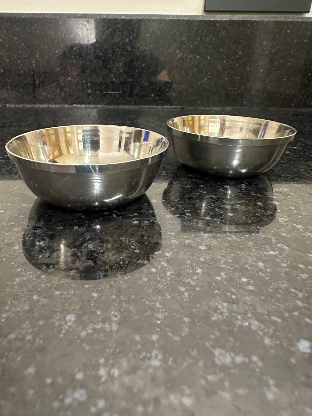 Set of 2 Hammered Stainless Steel Bowls: Condiment Dipping Serveware