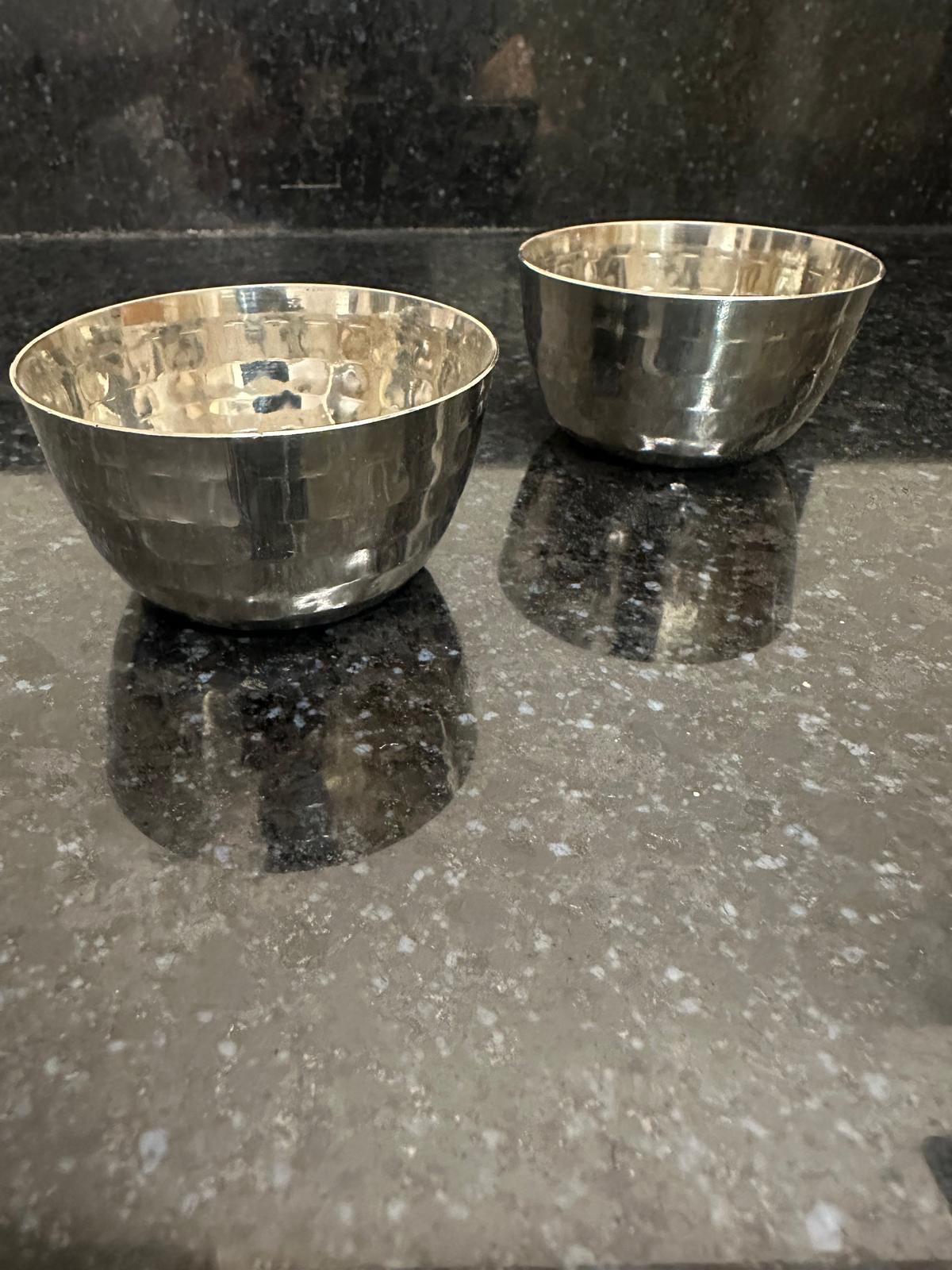 Hand Hammered Stainless Steel Chutney Bowls - 8 in total