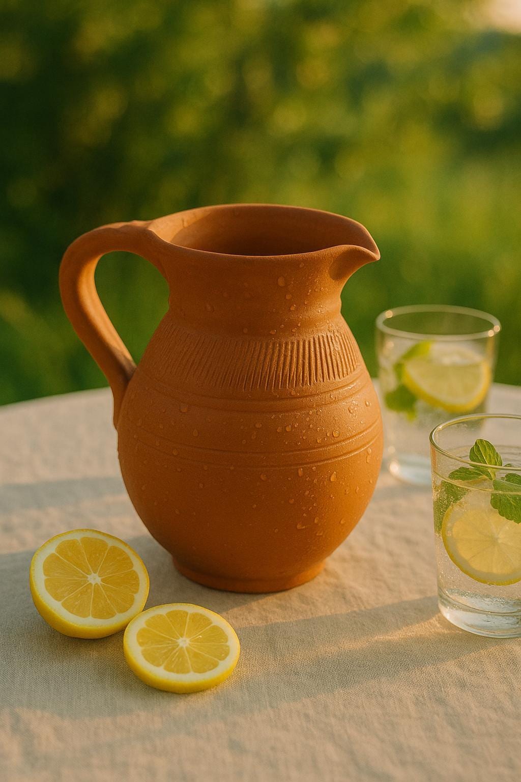 Rustic Terracotta Water Jug with lid | Handcrafted Clay Pitcher | Earthenware Pottery Vase | Vintage-Style Handmade Pot | Farmhouse Decor