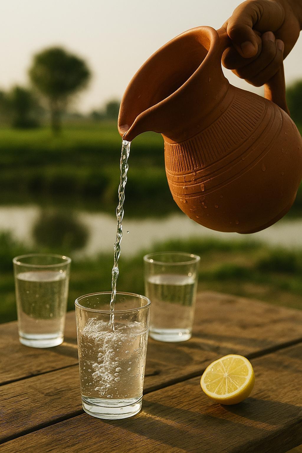 Rustic Terracotta Water Jug with lid | Handcrafted Clay Pitcher | Earthenware Pottery Vase | Vintage-Style Handmade Pot | Farmhouse Decor