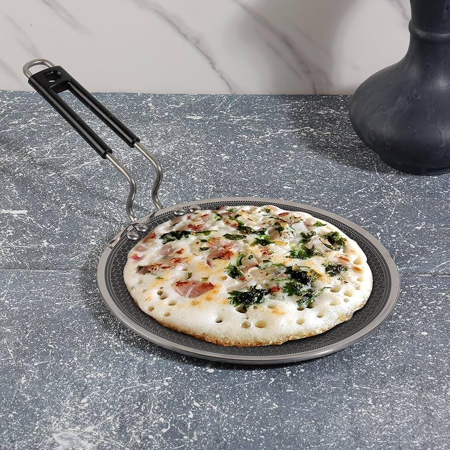 25cm diameter Honeycomb Stainless Steel Roti Tawa | Triply Flat Pan for Rotis, Parathas, Dosas | Non-Stick, Induction & Gas Stove Compatible