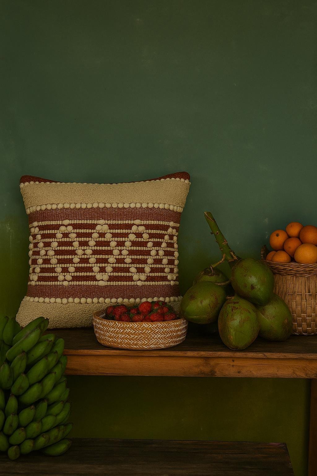 Boho Textured Throw Pillow Cover and filler pillow | Handwoven Cotton Cushion | Modern Ethnic Home Décor – 18x18