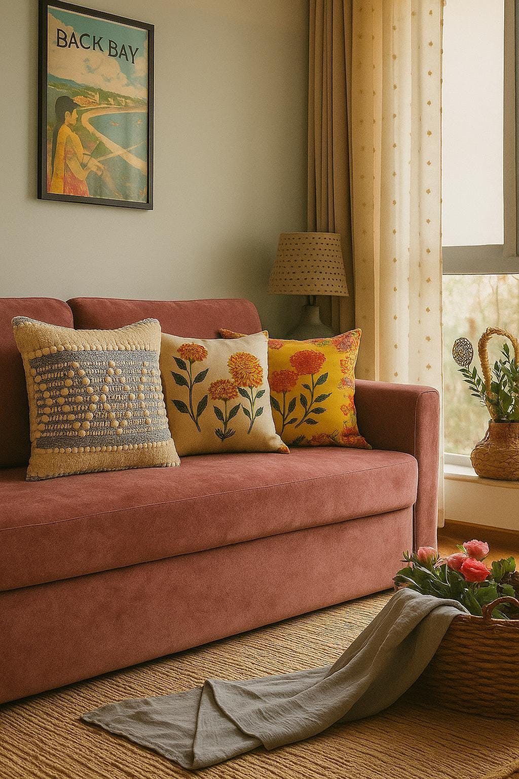 Boho Textured Throw Pillow Cover and filler pillow | Handwoven Cotton Cushion | Modern Ethnic Home Décor – 18x18