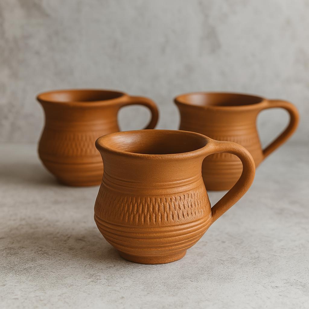 Terracotta Clay Tea Cups – Handmade Earthenware Kulhad Mugs – Eco-Friendly Indian Chai Cups – Rustic Pottery Tumblers – Natural Ceramic Tea
