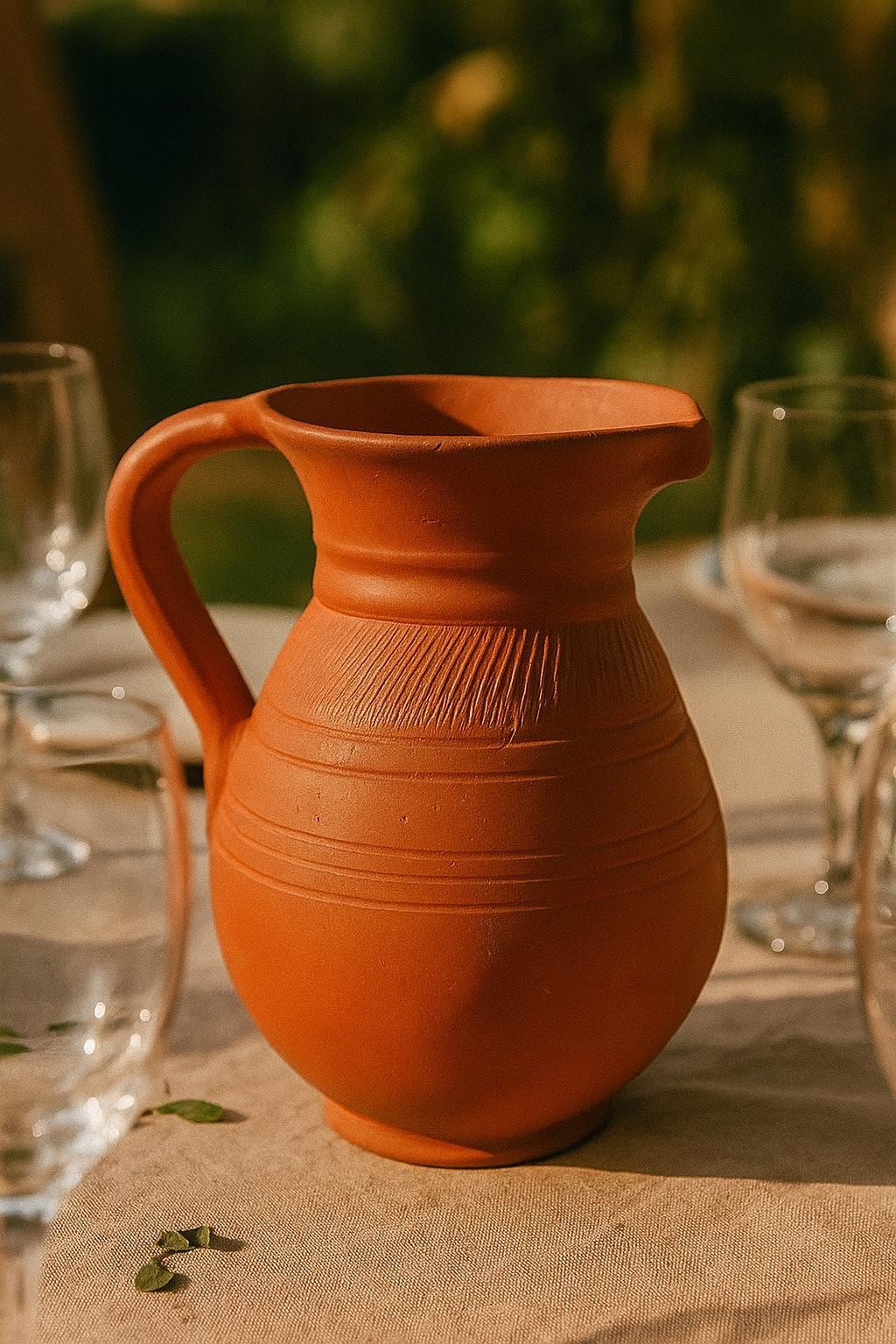 Rustic Terracotta Water Jug with lid | Handcrafted Clay Pitcher | Earthenware Pottery Vase | Vintage-Style Handmade Pot | Farmhouse Decor