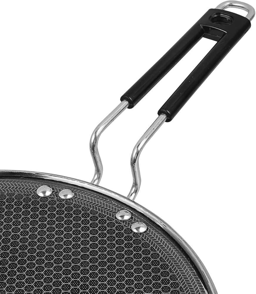 25cm diameter Honeycomb Stainless Steel Roti Tawa | Triply Flat Pan for Rotis, Parathas, Dosas | Non-Stick, Induction & Gas Stove Compatible