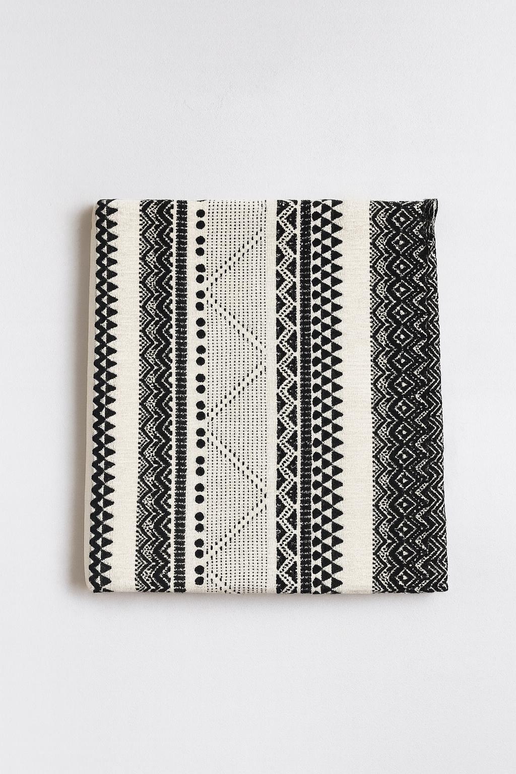 Boho Black & White Throw Blanket 6ft x 5ft • Large Woven Geometric Throw • Minimalist Scandi Decor • Neutral Sofa Bed Blanket • Boho Home