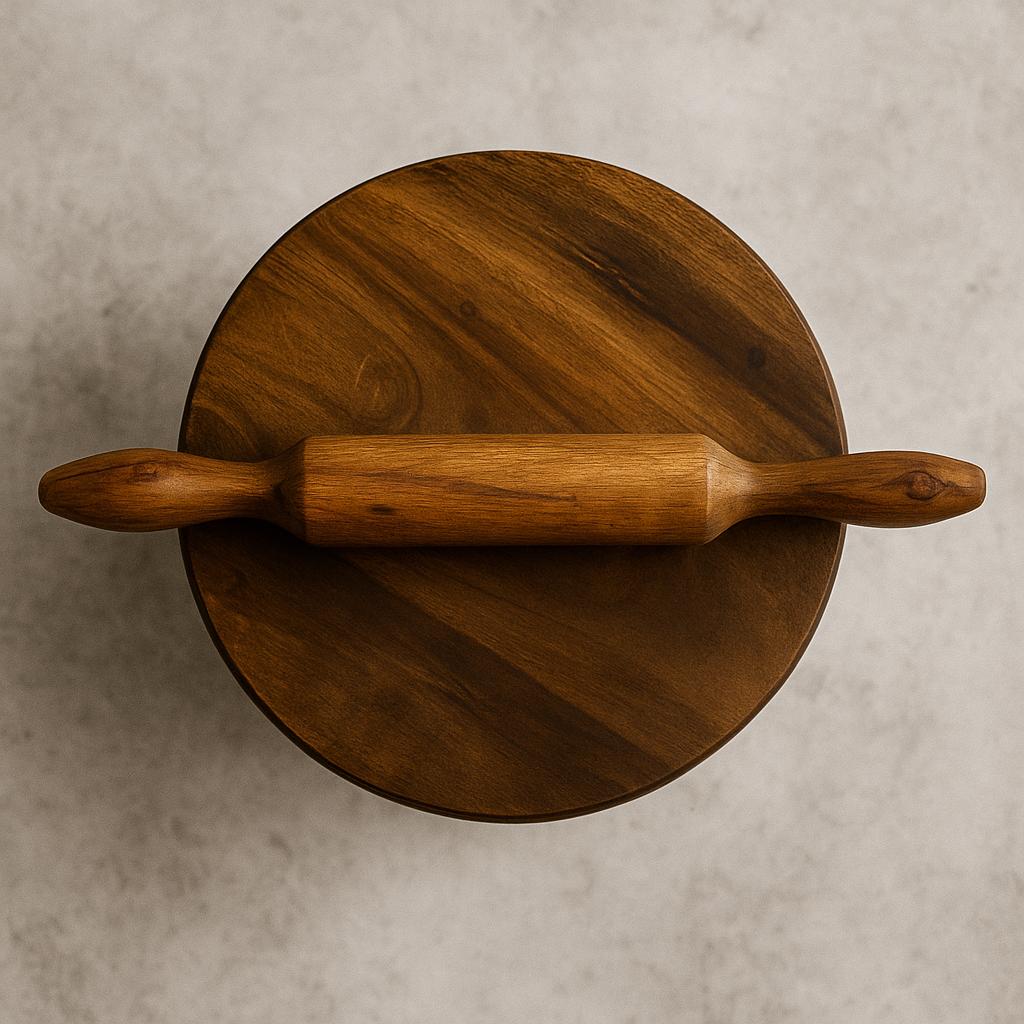 Handcrafted Wooden Chakla & Belna|Traditional Indian Roti Making Tools